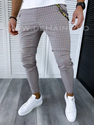 Pantaloni barbati casual regular fit in carouri B1755 O3-5.1